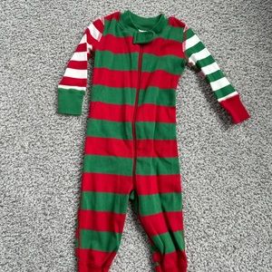 Hanna Andersson Christmas red green color block sleeper pjs 3-6 months & 2T